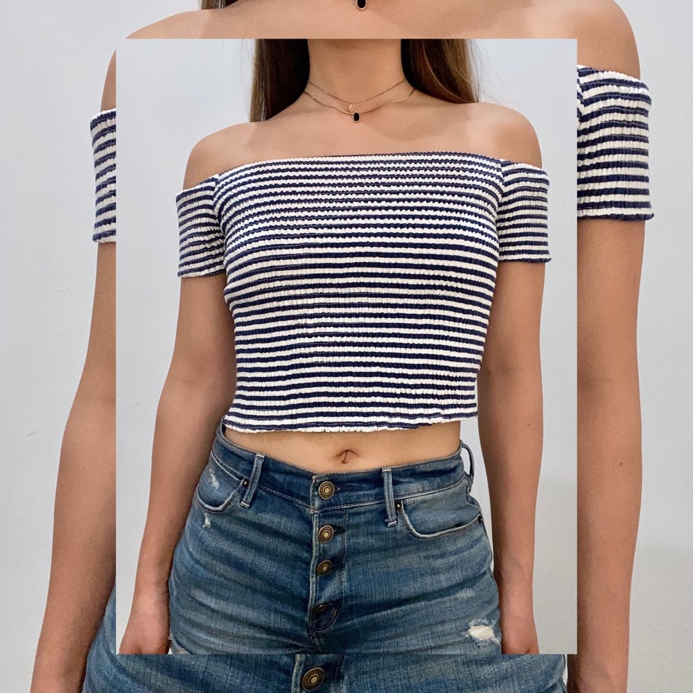 Young&Reckless Smocked Off-shoulder top - S / Blue